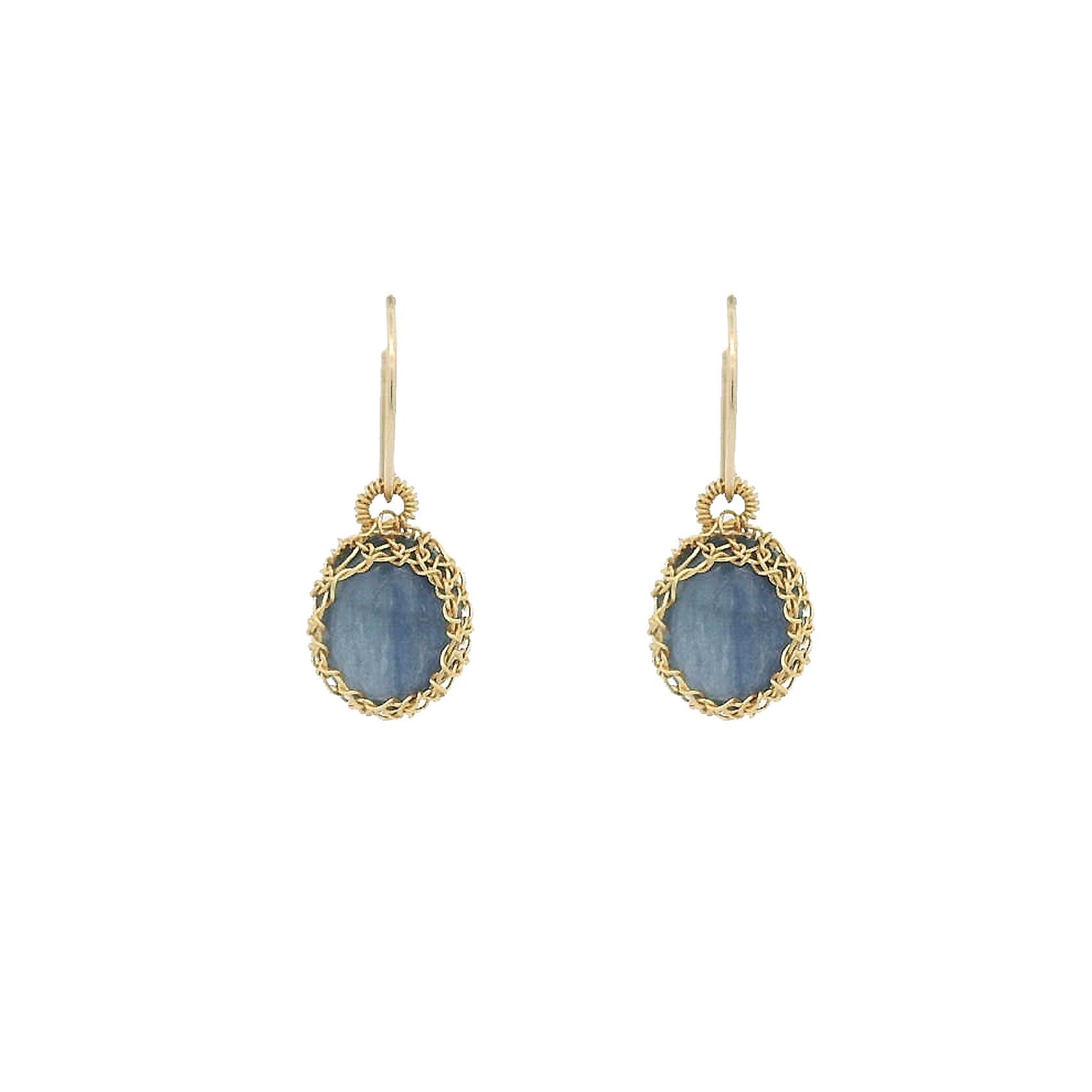 “Nati” Blue Kyanite Net Oval Earrings