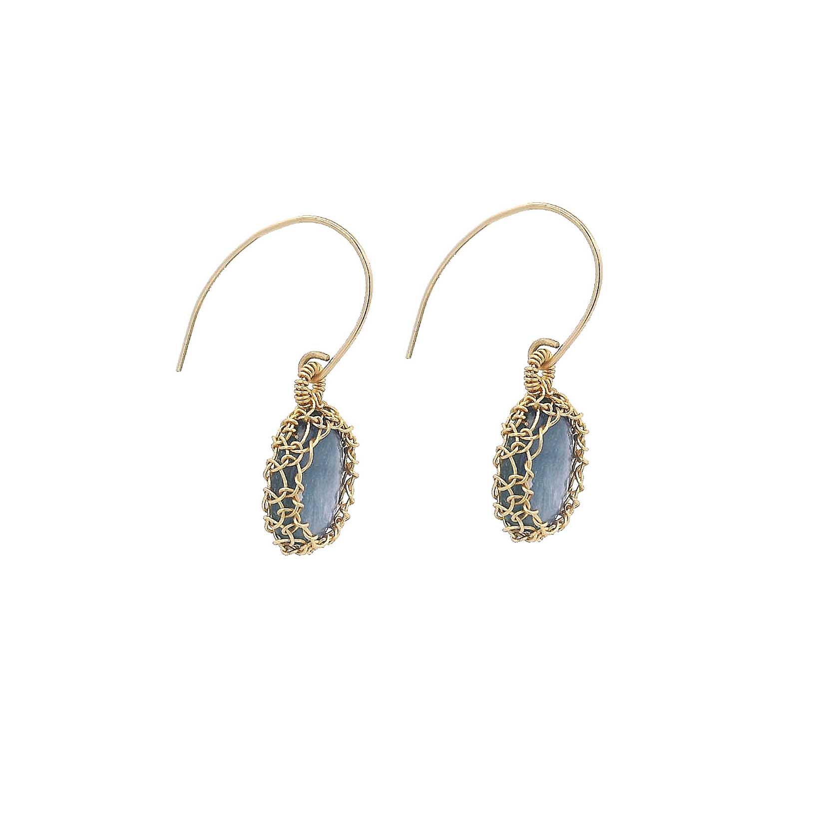 “Nati” Blue Kyanite Net Oval Earrings