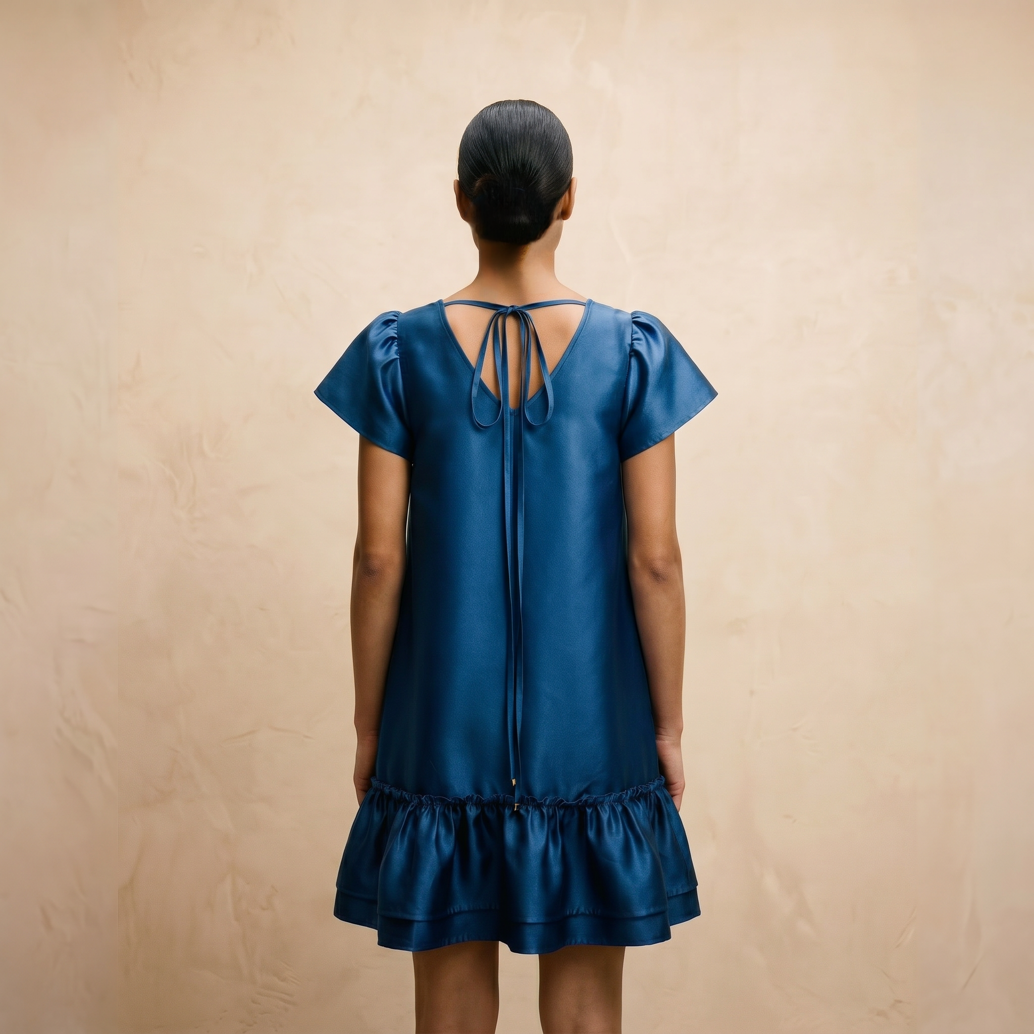 “Sofie” Sapphire Blue Organza Mini Dress