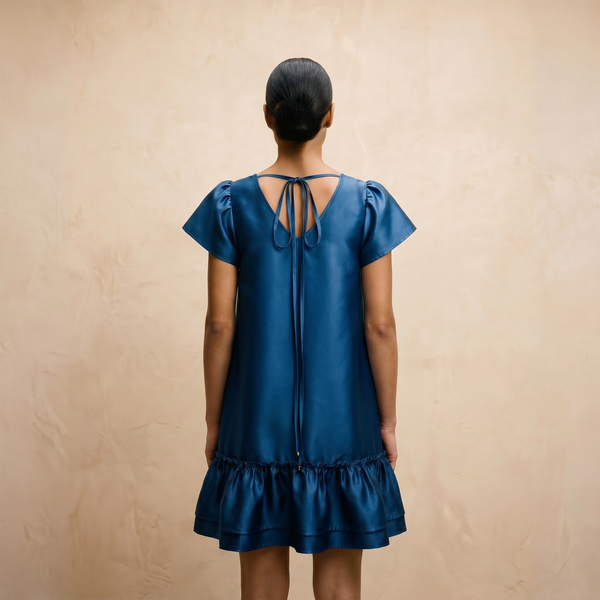 “Sofie” Sapphire Blue Organza Mini Dress
