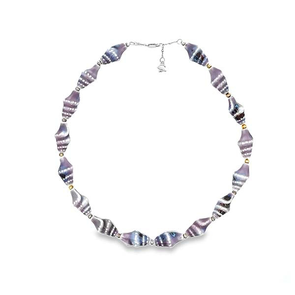 "Thalassa" Ceramic Seashell Silver Beaded Choker