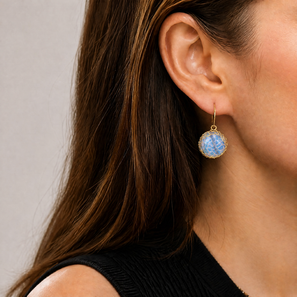 "Nati" Opal Round Net Earrings
