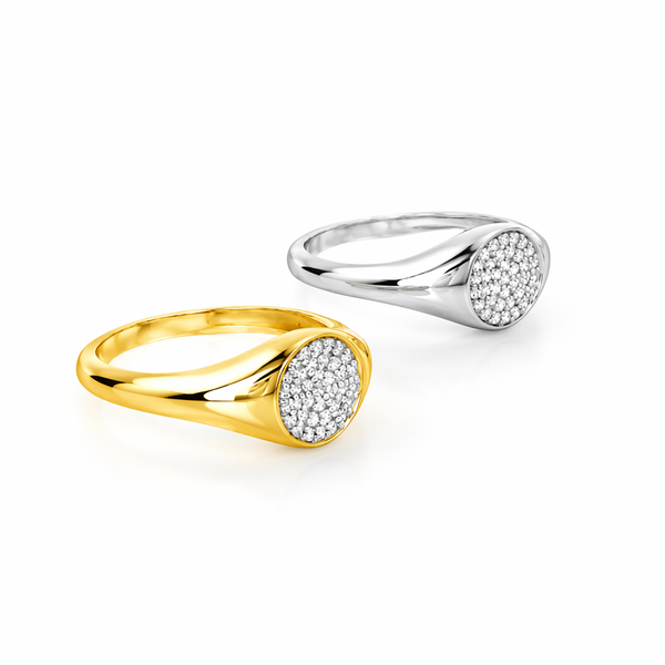 "Bella” Illuminated Full Moon Zirconia Signet Ring