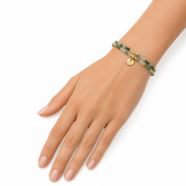 “Willow” 2.5mm Green Rutilated double Wrap Bracelet