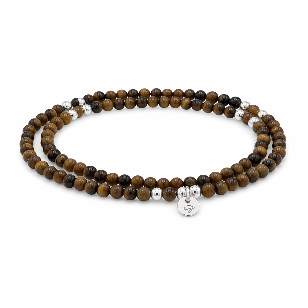 “KHUSHI” 3mm TIGER EYE DOUBLE WRAP BRACELET