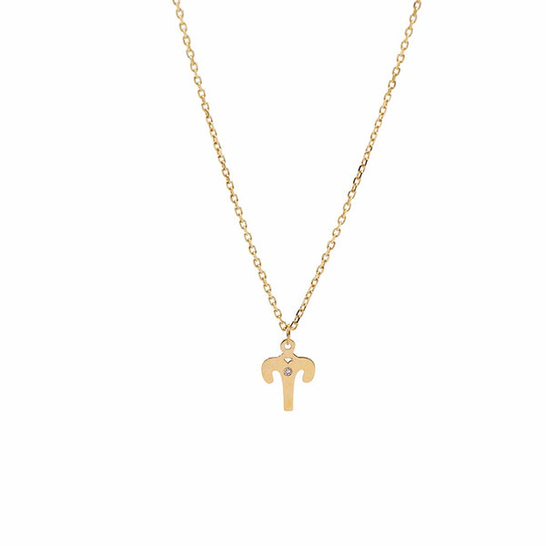 9K GOLD ZODIAC GOLD DIAMOND NECKLACE / ARIES