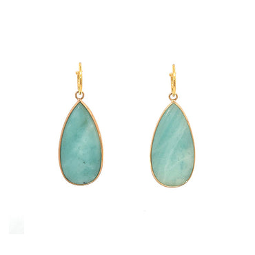 HEAVENLY BEAUTY LONG OVAL DROP EARRINGS - AMAZONITE