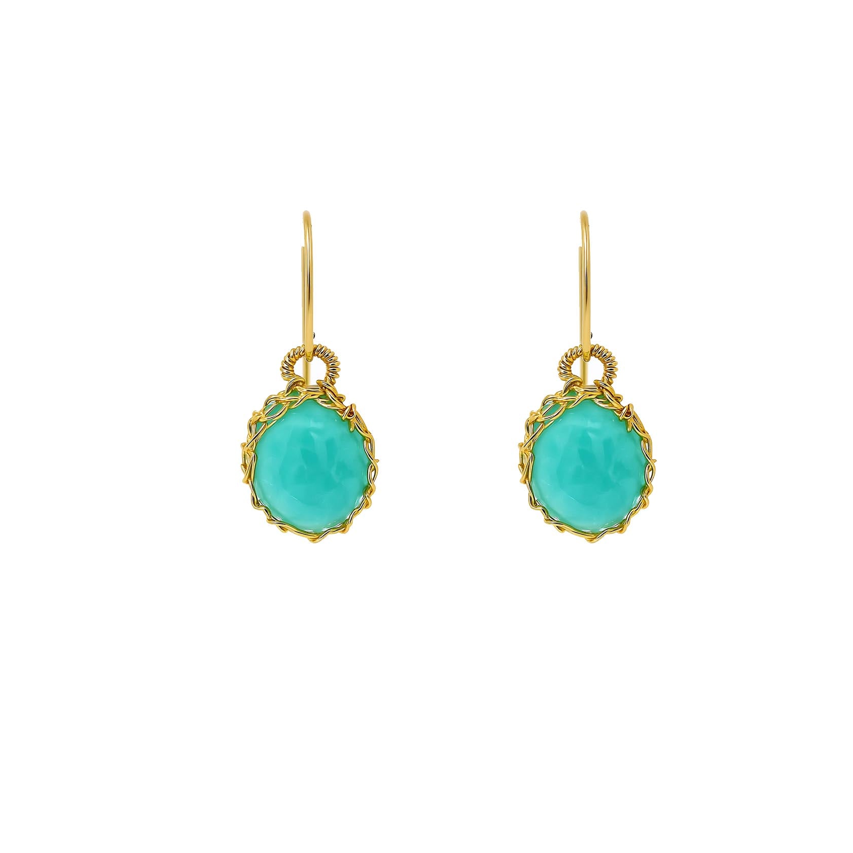 "NATI" AMAZONITE NET OVAL DROP EARRINGS