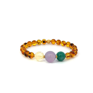 LUCKY AMBER - AMBER & AGATE BRACELET