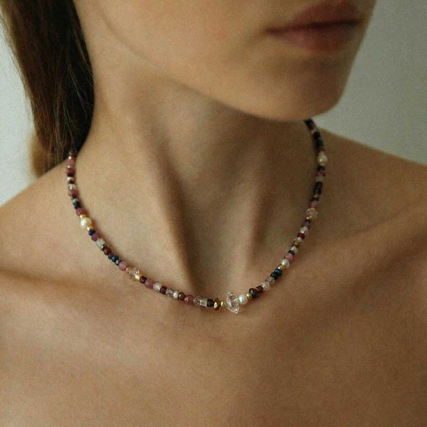 "Anika" herkimer diamond & pearl necklace