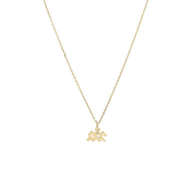 9K GOLD ZODIAC GOLD DIAMOND NECKLACE / AQUARIUS