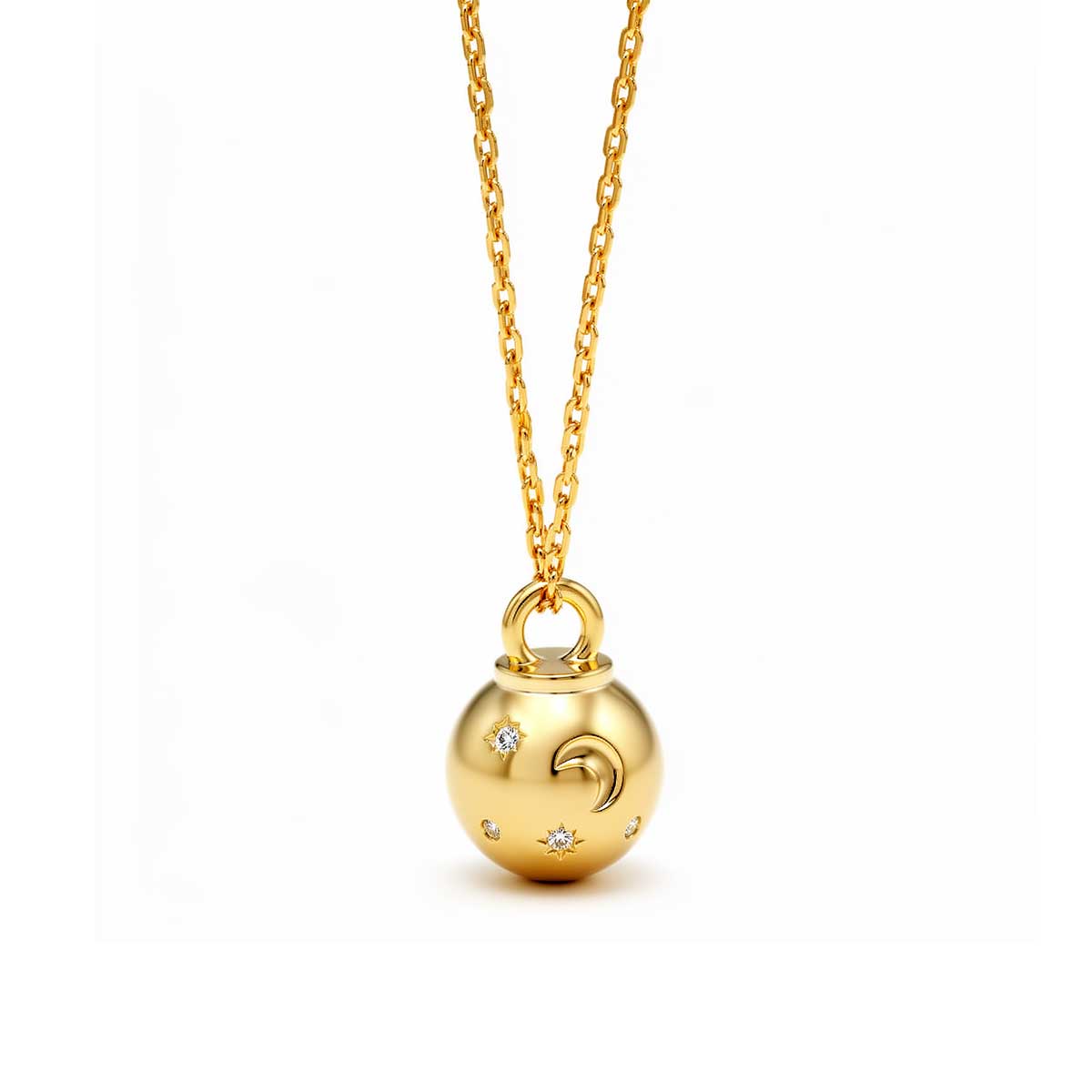 “Lilia” Moon Star Ornament Charm Necklace / Gold