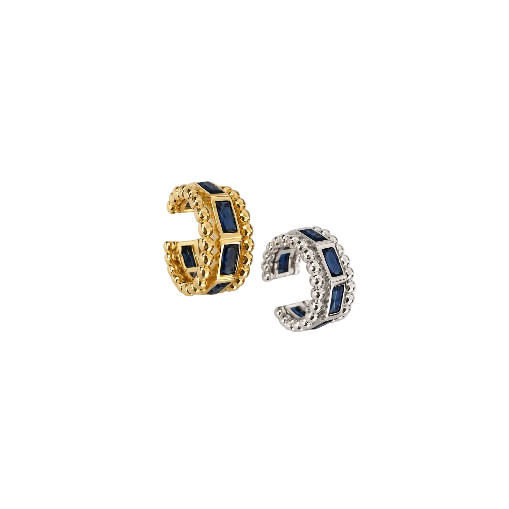 “Solenne” 925 Sterling Silver Sapphire Ear Cuff