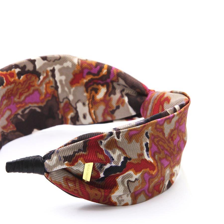 “Dune” Sandy Tan Print Silk Headband