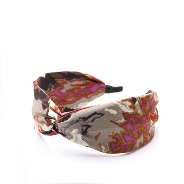 “Dune” Sandy Tan Print Silk Headband