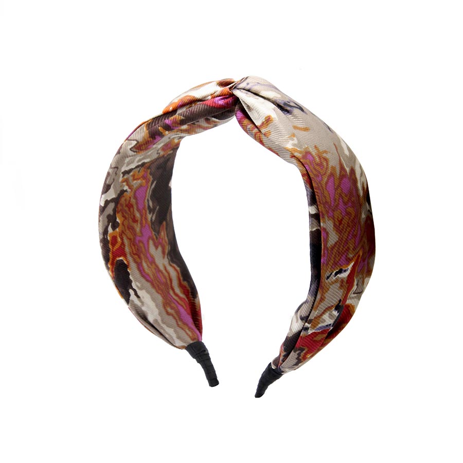 “Dune” Sandy Tan Print Silk Headband