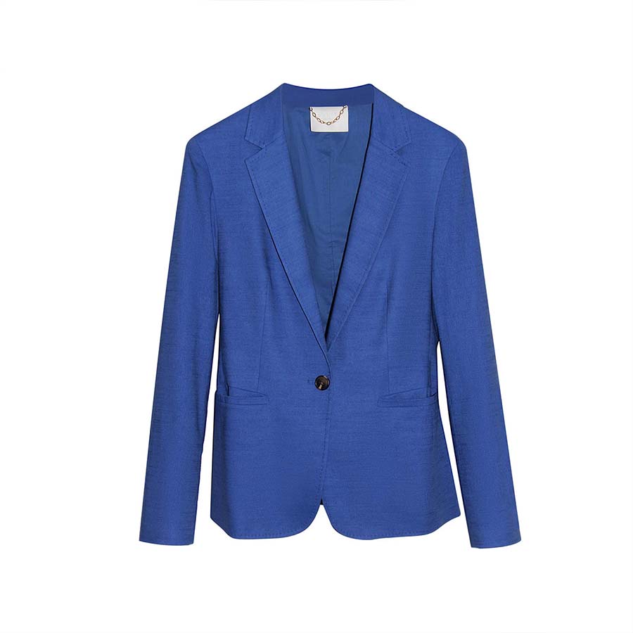 "BETTY" MIX COTTON & LINEN BLAZER - BLUE ORCHID