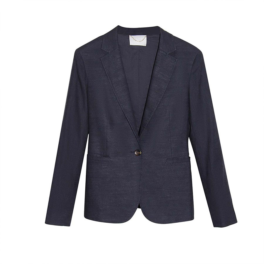 "BETTY" MIX COTTON & LINEN BLAZER - BALTIC SEA