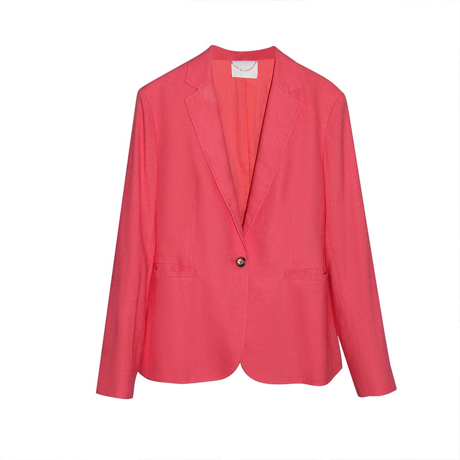 "BETTY" MIX COTTON & LINEN BLAZER - LIGHT CARMINE PINK