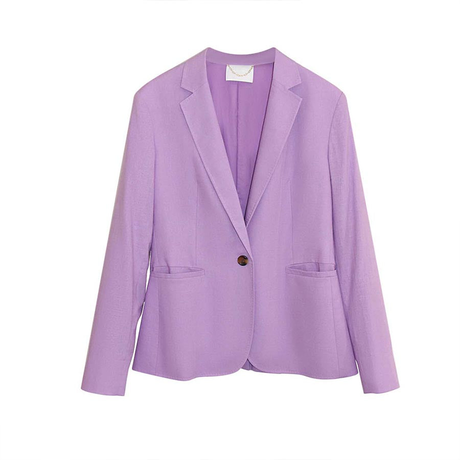 "BETTY" MIX COTTON & LINEN BLAZER - PASTEL VIOLET