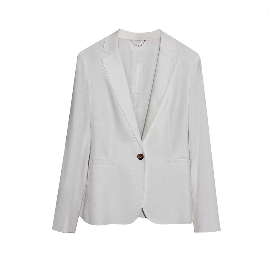 "BETTY" MIX COTTON & LINEN BLAZER - WHITE