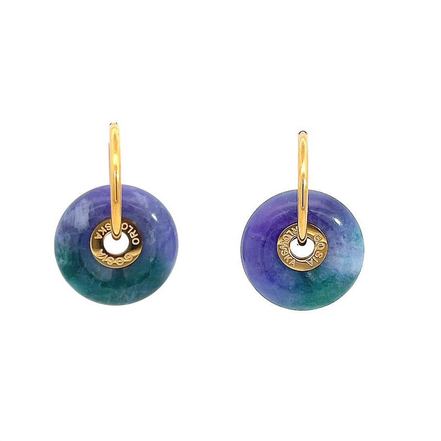 Ciambella Single Stone Purple Green Agate Earrings (3cm)