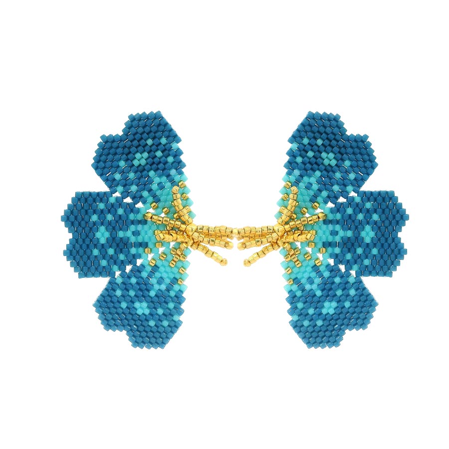 'NOLA" Beaded steel blue butterfly earrings