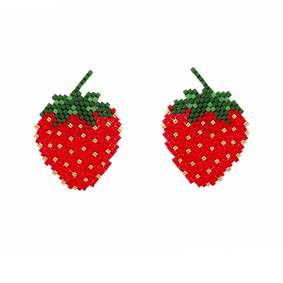 "STRAWBERRY" BEADED FRUIT EARRINGS