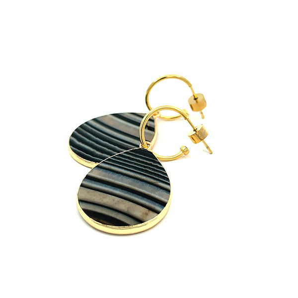 New Heavenly Beauty Mini Oval Drop Earrings / Black Agate