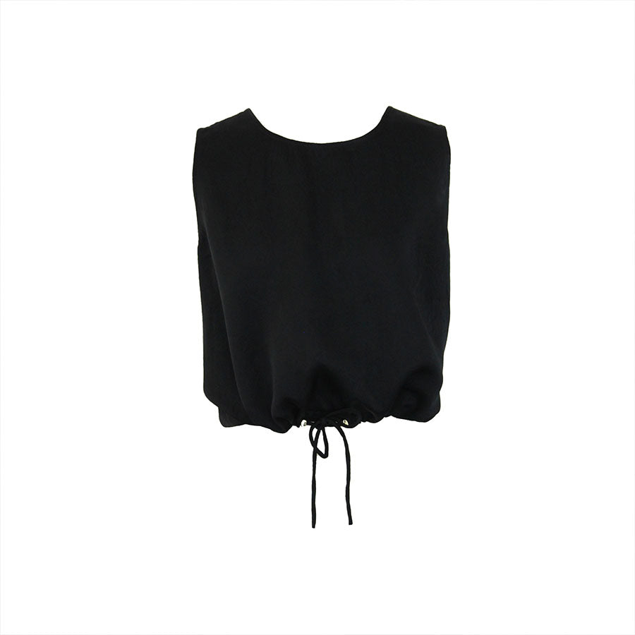 “Aurora” Acetate Jump-Waist Top - Black