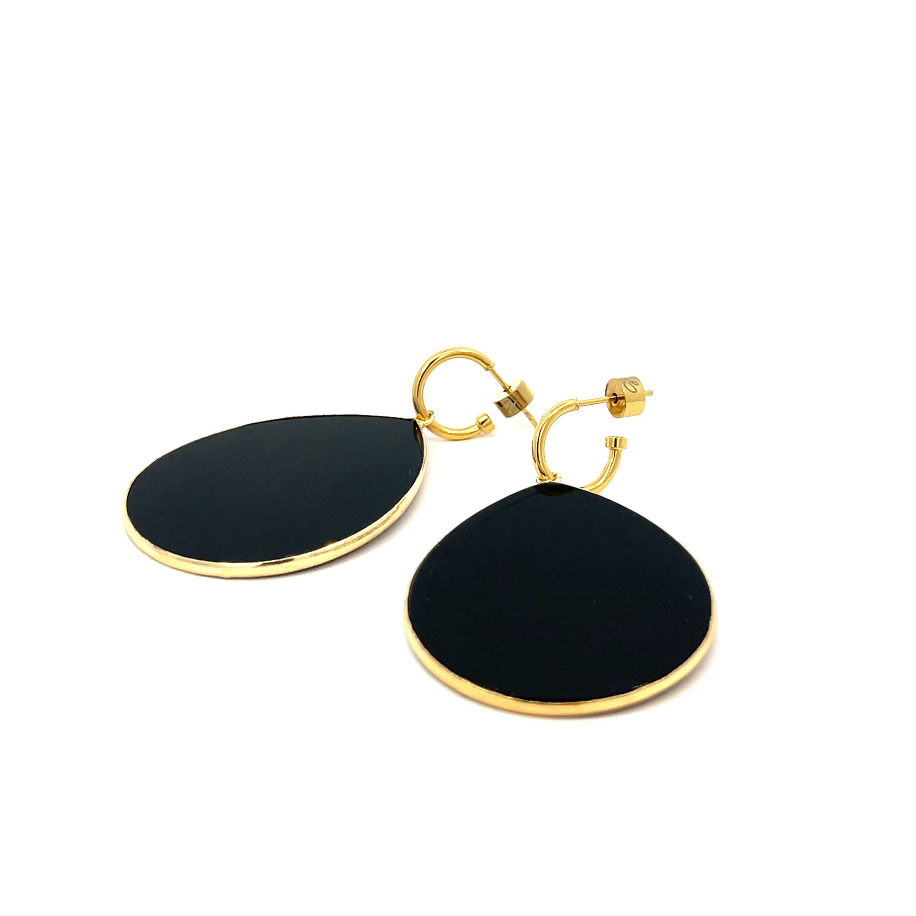New Heavenly Beauty Oval Drop Earrings/Grounded/Black Obsidian