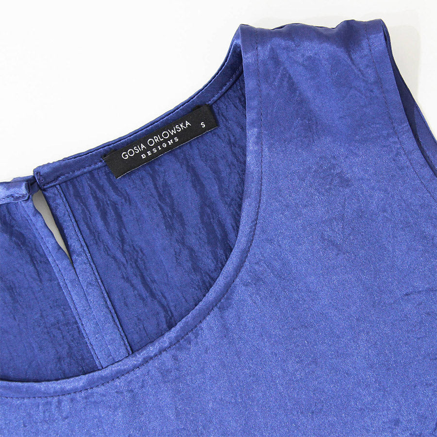 “Aurora” Acetate Jump-Waist Top - Indigo Blue