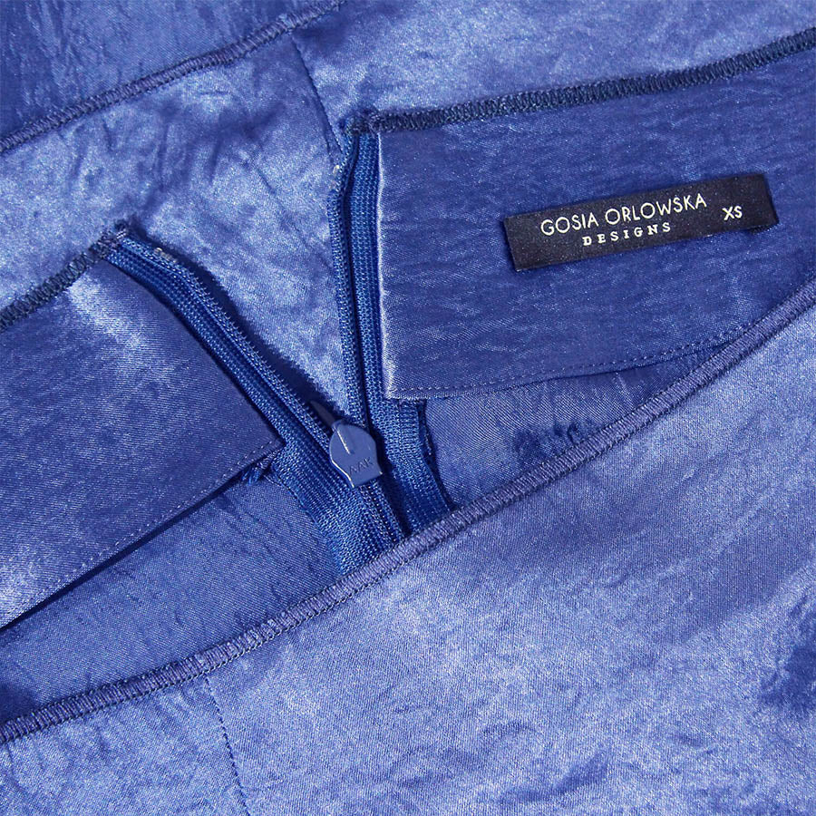 “Aurora” Acetate Jump-Waist Top - Indigo Blue