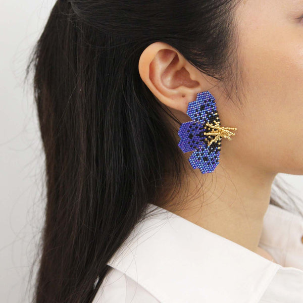 "NOLA" BEADED DARK BLUE BUTTERFLY EARRINGS