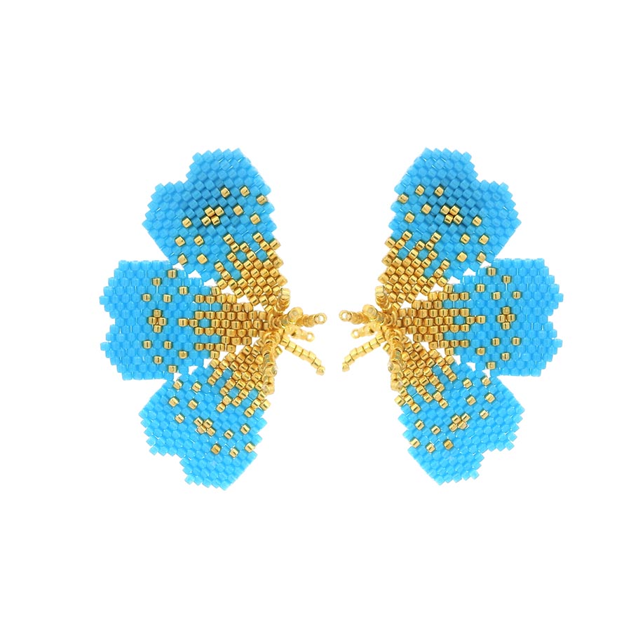 “NOLA” BEADED TURQUOISE BLUE BUTTERFLY EARRINGS