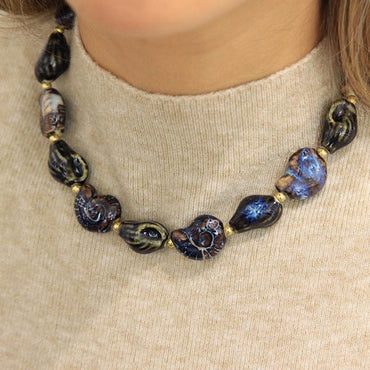 “Del Mare” Ceramic Seashell Choker - Deep Ocean Blue
