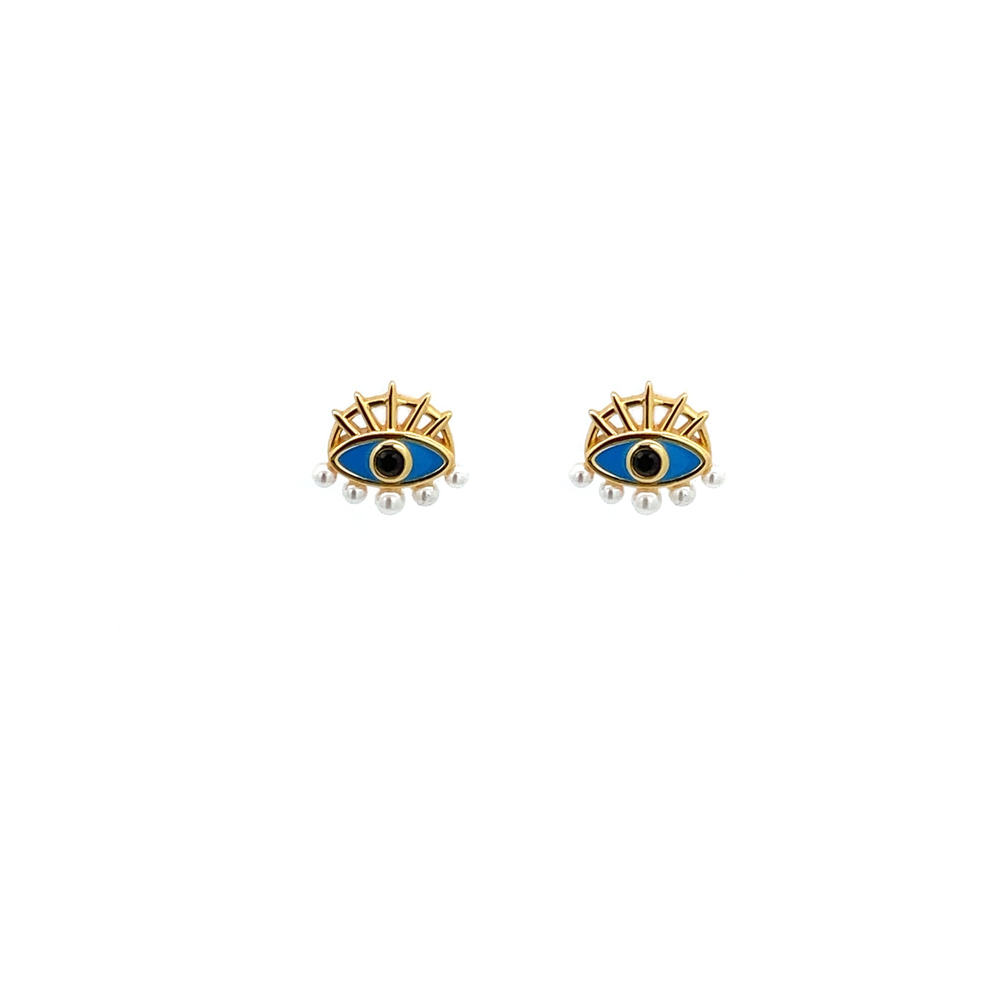 “Freya” Evil Eye & Pearl Earrings (925 Silver)