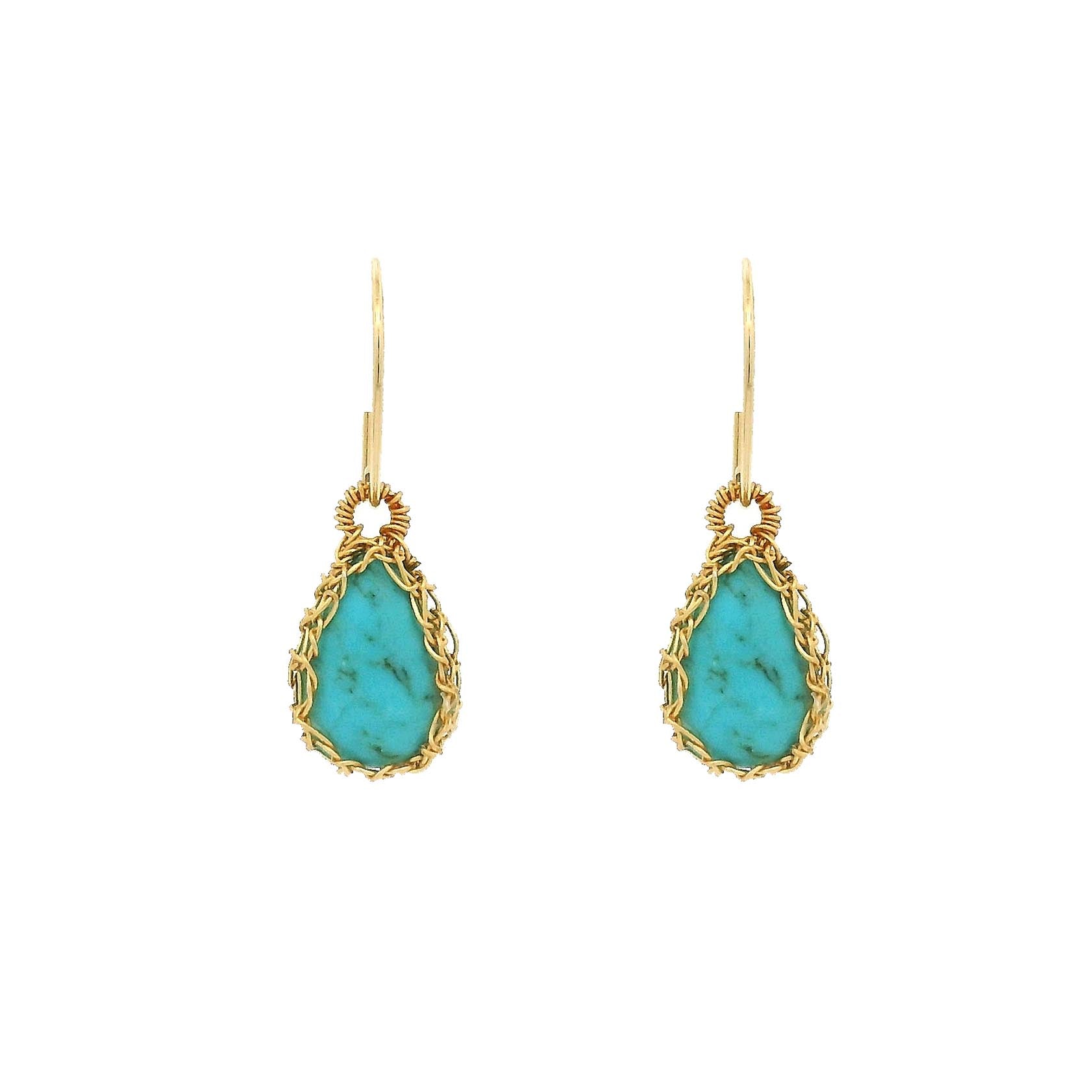 "NATI" TURQUOISE NET TEAR DROP EARRINGS
