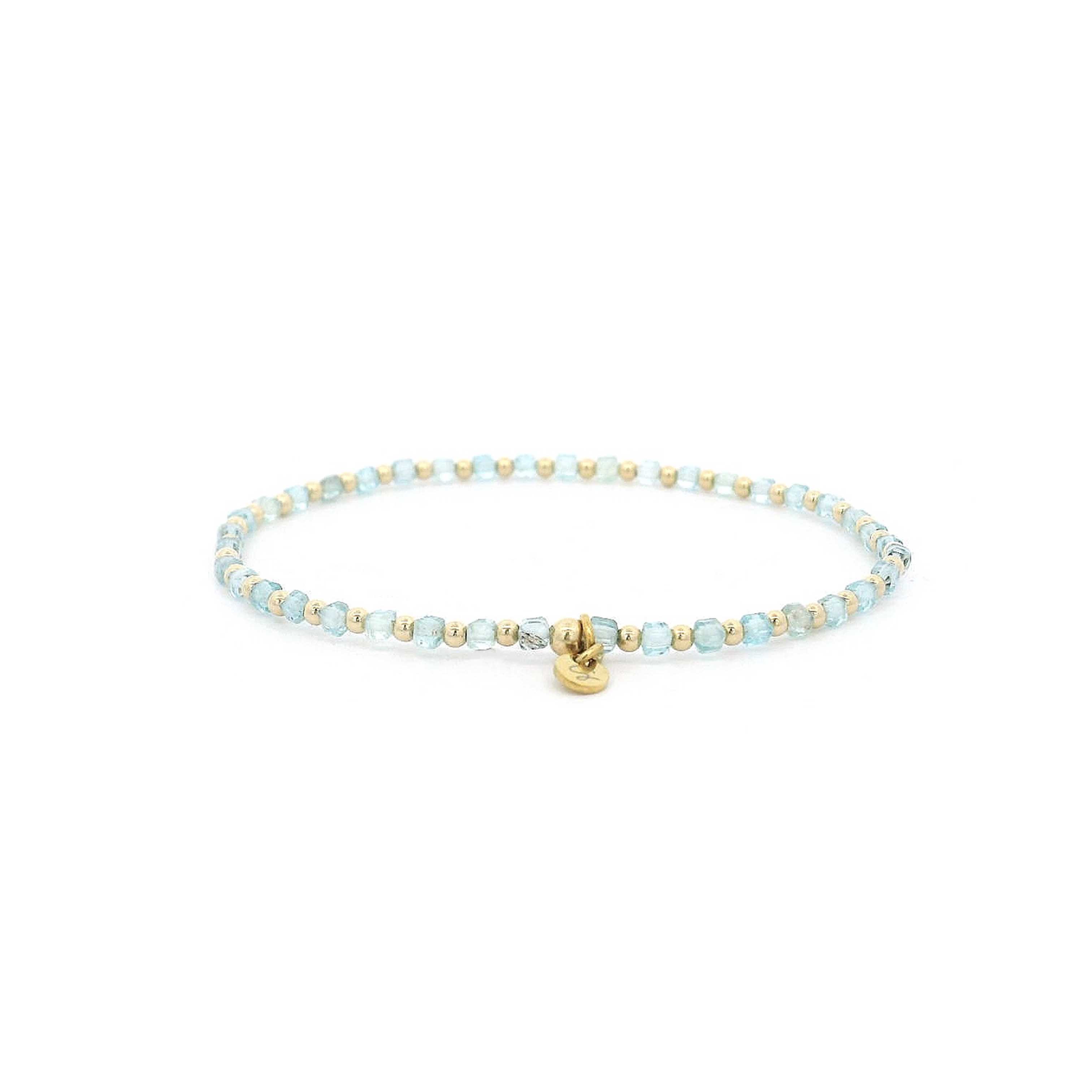 “Taryn” Blue Topaz Squared Bead Bracelet