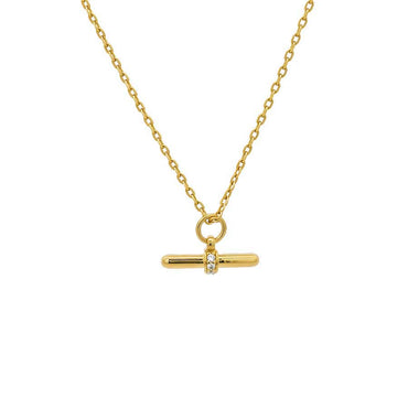 “Azan” Balanced T-Bone Zirconia Charm Necklace