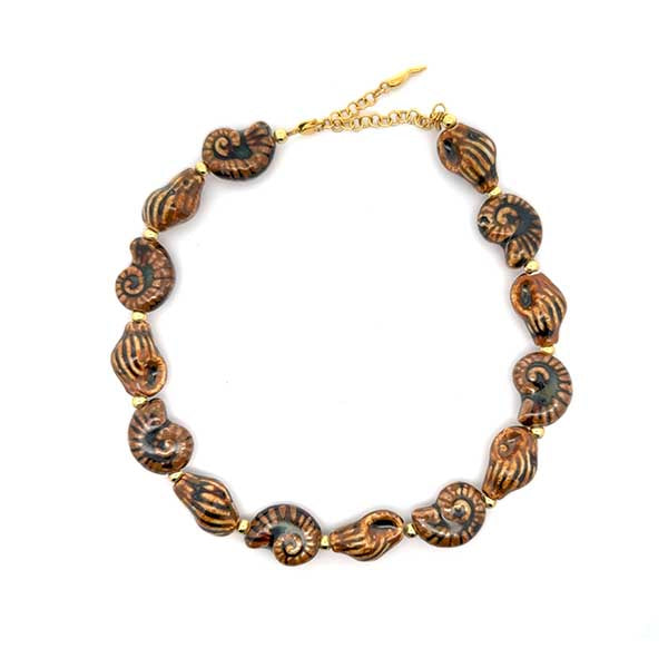 “Del Mare” Ceramic Seashell Choker - Beach Sand Brown