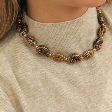 “Del Mare” Ceramic Seashell Choker - Beach Sand Brown