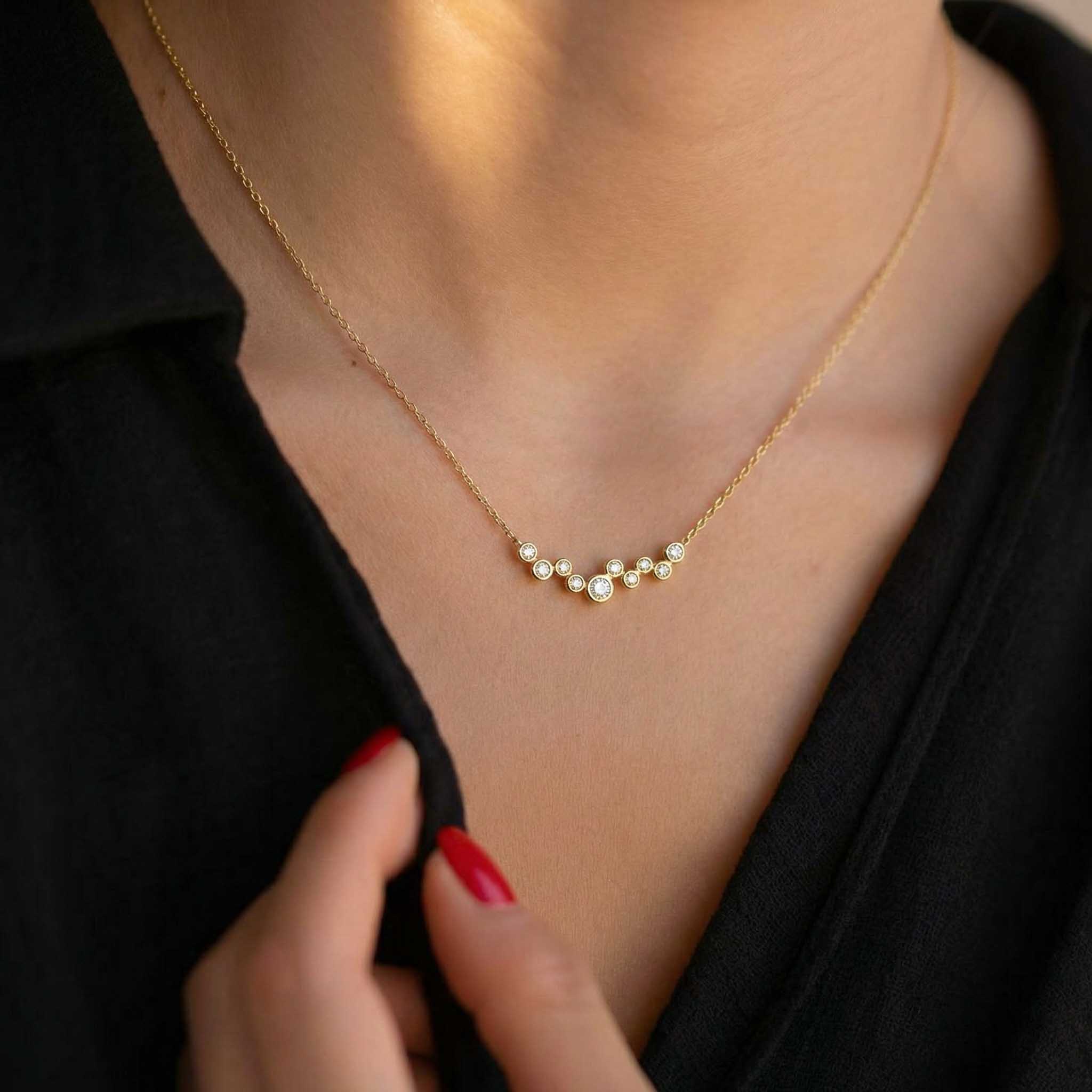 “Joyce” 925 sterling SILVER Mini Bubble Zirconia Necklace