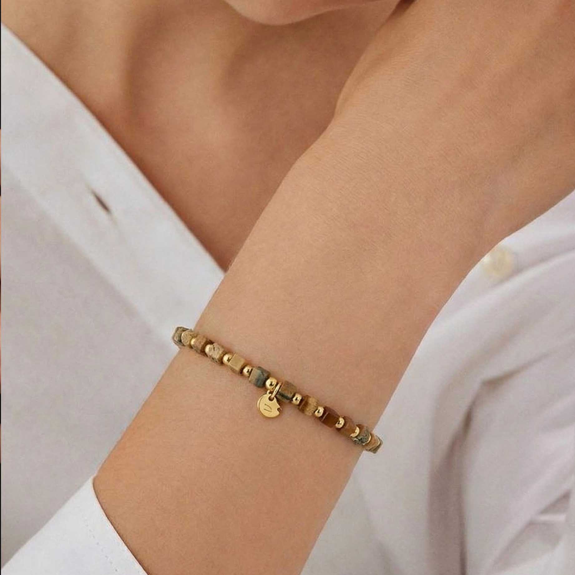 “Canyon” Squared Beads Picture Jasper Bracelet