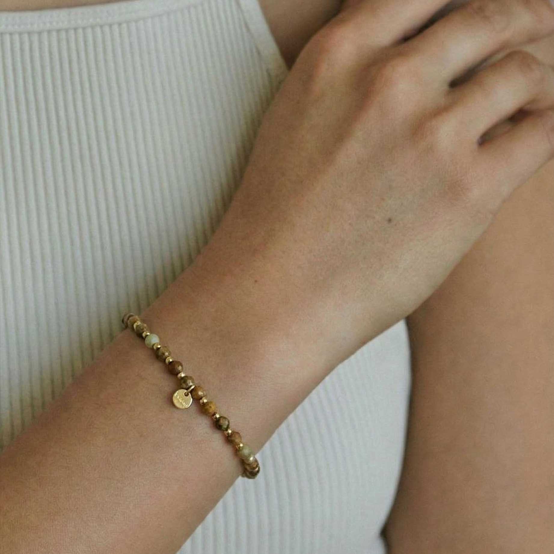 “Canyon” Picture Jasper Diamond Cut Bead Bracelet