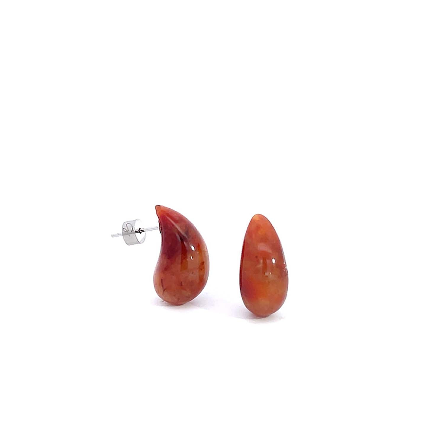 “TEARRA” RED CARNELIAN STUD EARRINGS