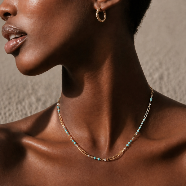 “Forest” 925 sterling silver Clip Chain & Beads Necklace