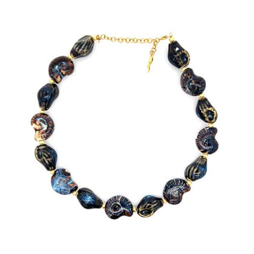 “Del Mare” Ceramic Seashell Choker - Deep Ocean Blue