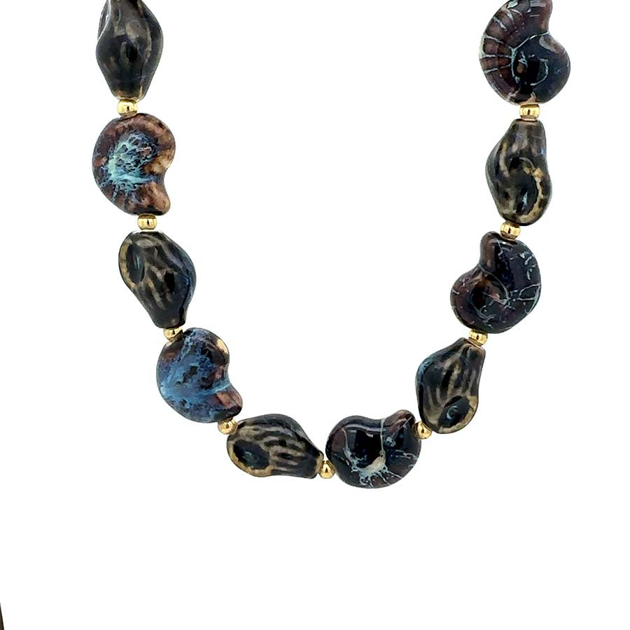 “Del Mare” Ceramic Seashell Choker - Deep Ocean Blue
