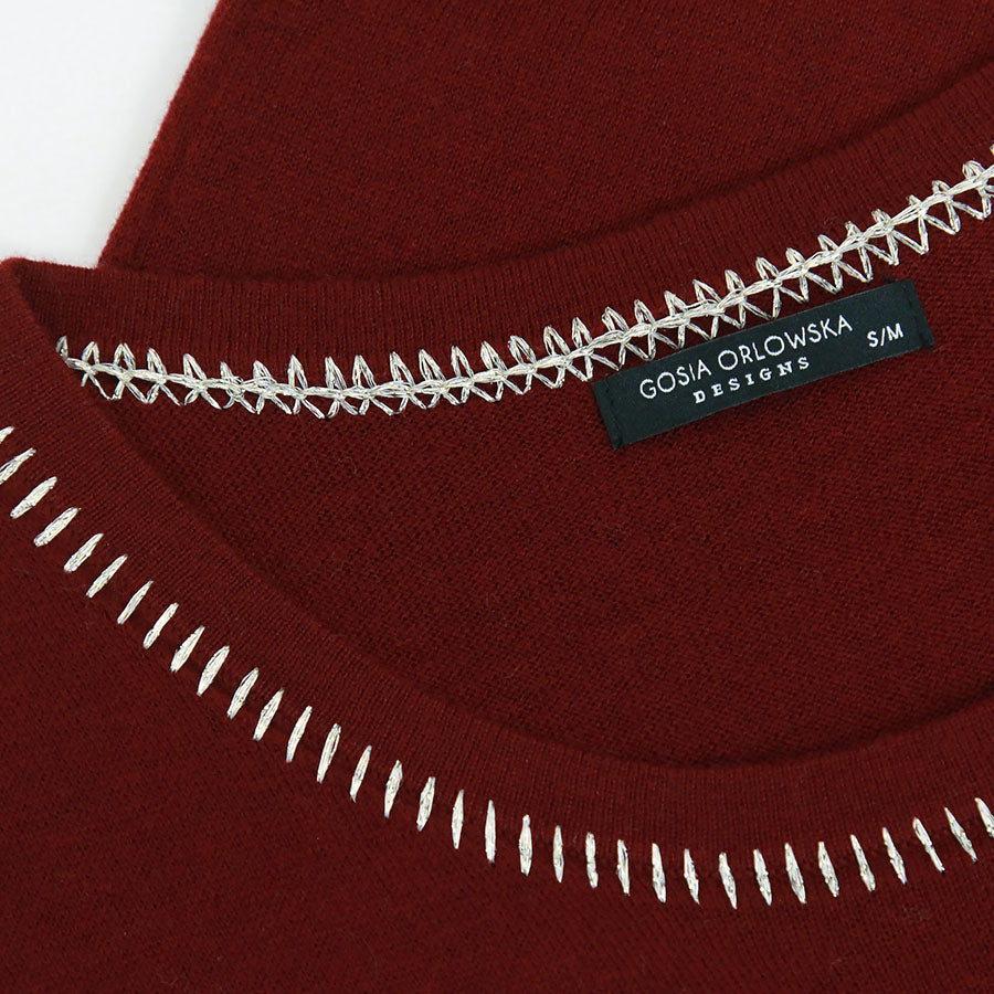 "LENA" Round Neck Knit Top - Pinot Noir